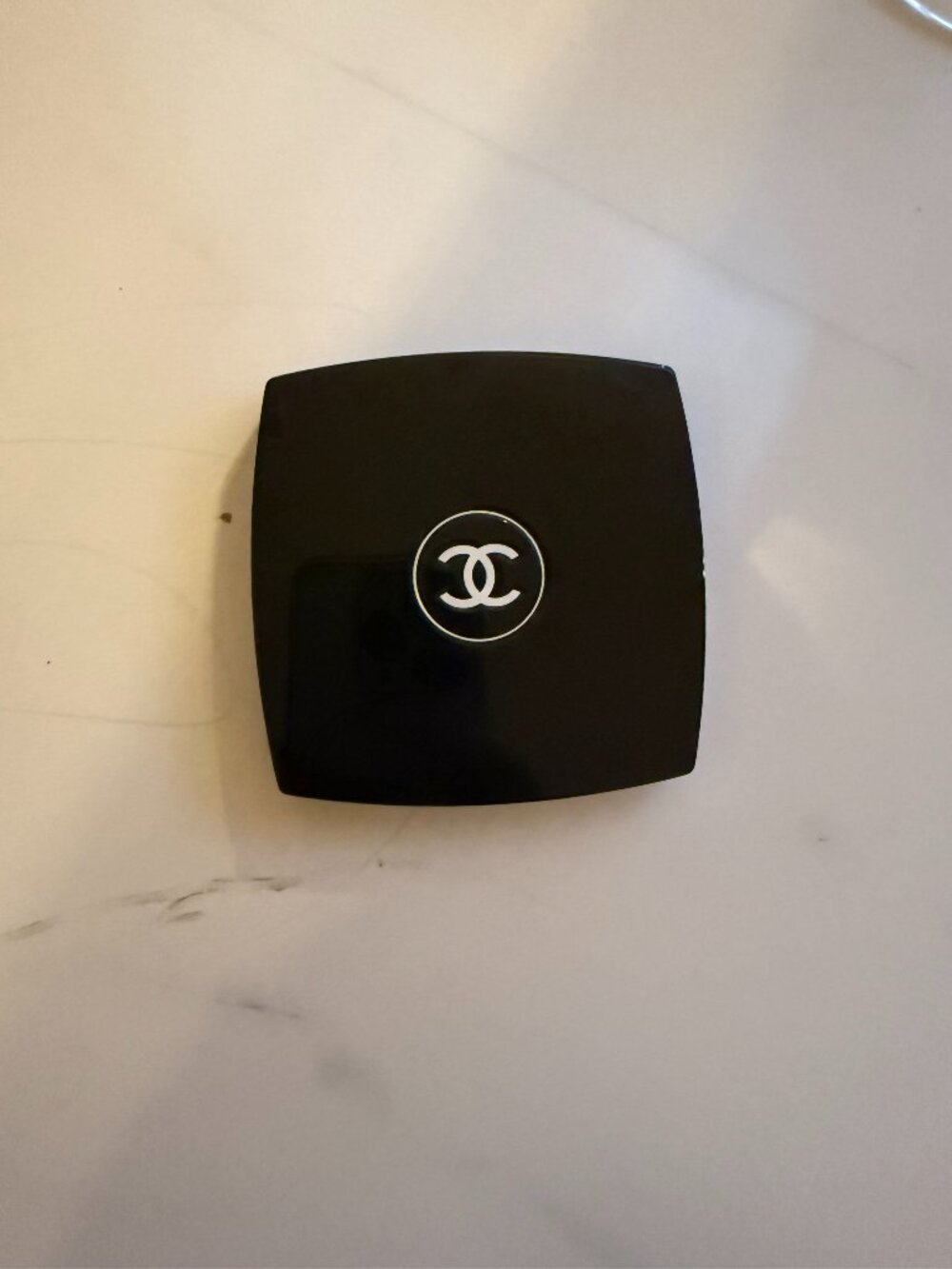 Chanel Black Compact Mirror w/ Velvet Pouch – Double-Sided Makeup Mirror